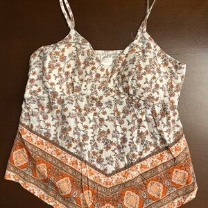 No Boundaries Orange Brown Asymmetrical Crop Camisole
